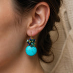 Turquoise Cluster Drop Earrings