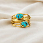 Turquoise Inlay Gold Wrap Ring in 14K Gold Plating by Mabel, Mae & Margot