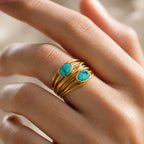 Turquoise Inlay Gold Wrap Ring