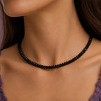 Radiant Black Beaded Necklace