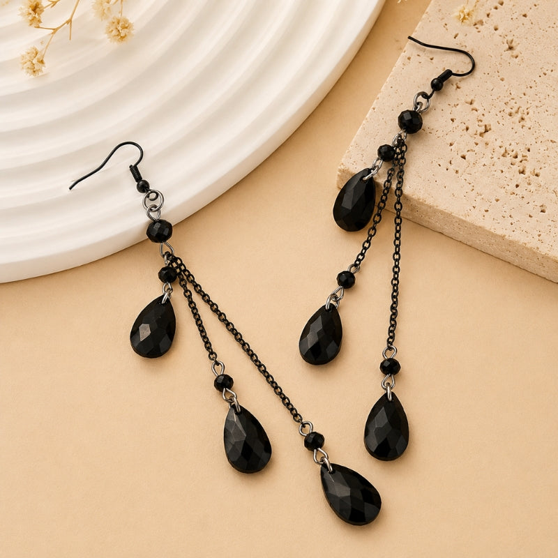 Lustrous Crystal Dangle Earrings