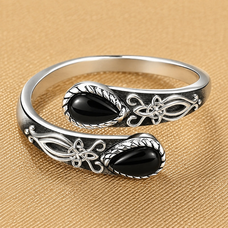 Radiant Floral Black Ring