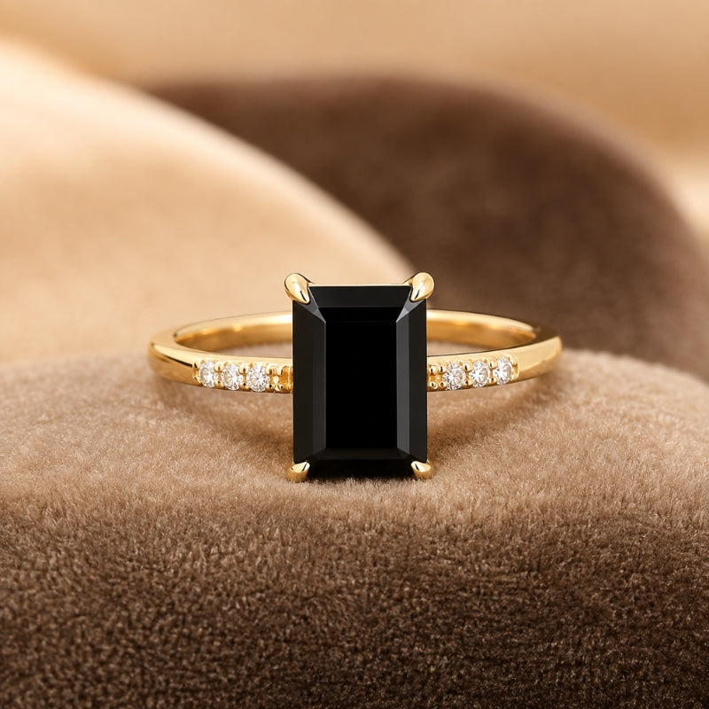 Radiant Black Stone Ring