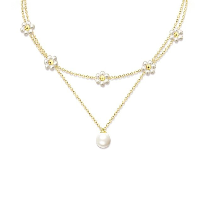 Pearl Flower Layered Necklace