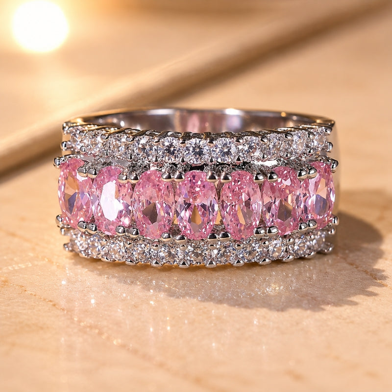 Oval Zirconia Cluster Ring