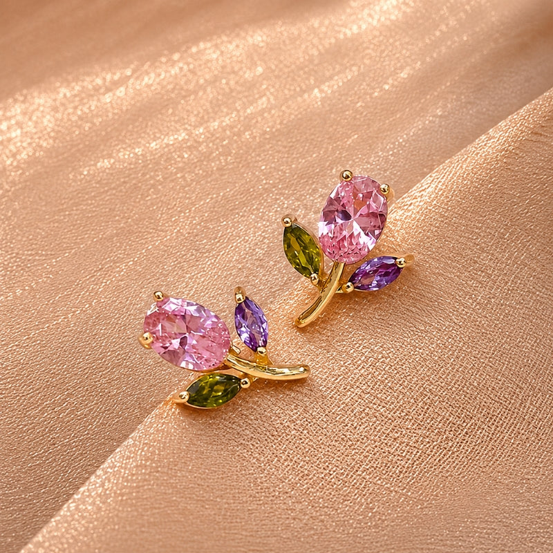 Tulip Gemstone Cluster Earrings