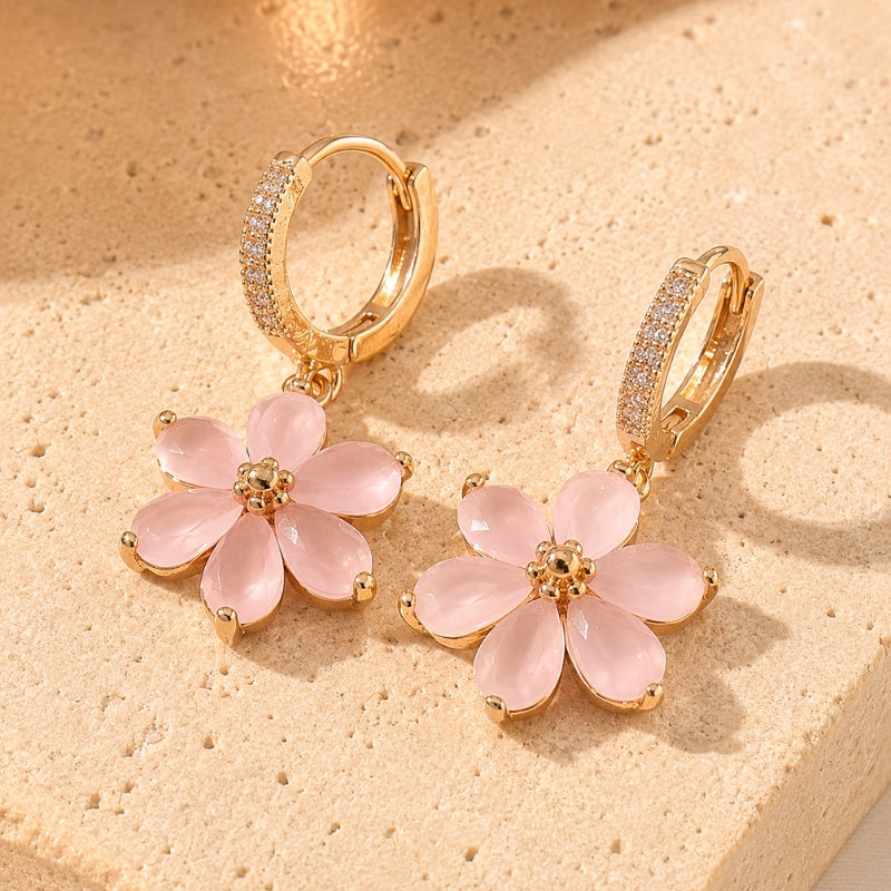 Floral Hoop Drop Earrings