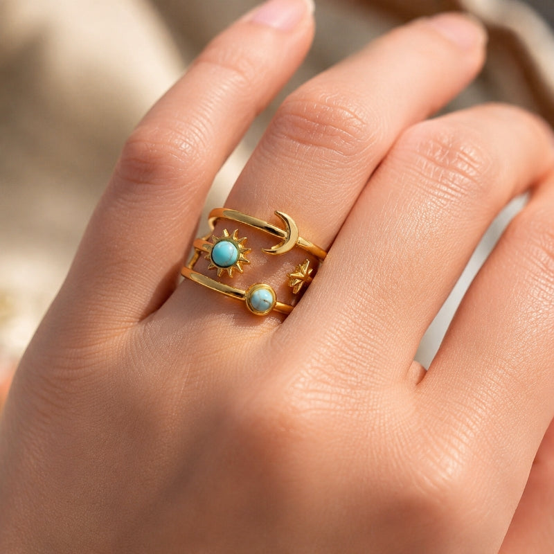 Luxe Celestial Turquoise Ring