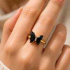 Exquisite Black Butterfly Ring