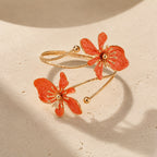 Lustrous Enamel Flower Gold Bangle