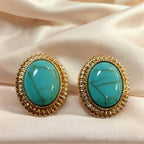Majestic Turquoise Oval Earrings
