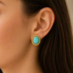 Majestic Turquoise Oval Earrings