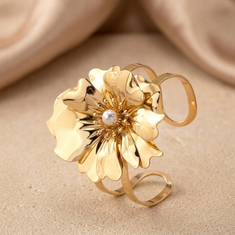 Graceful Flower Cuff Bracelet