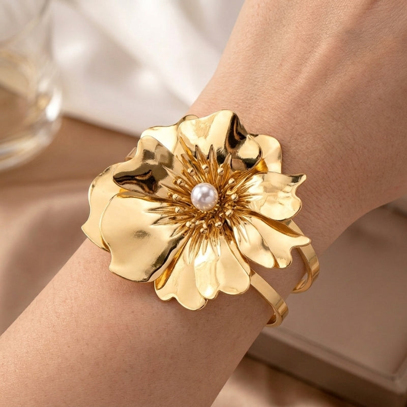 Graceful Flower Cuff Bracelet
