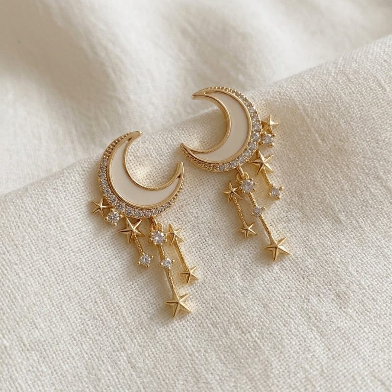 Timeless Moon Tassel Earrings