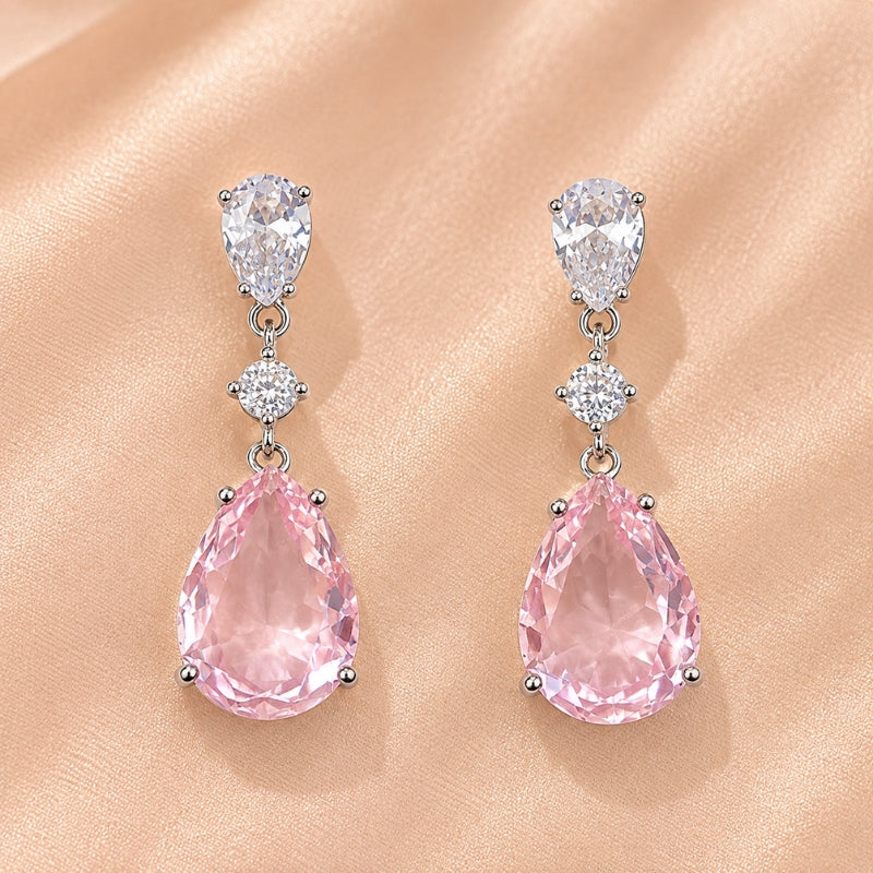 Lustrous Pink Drop Earrings