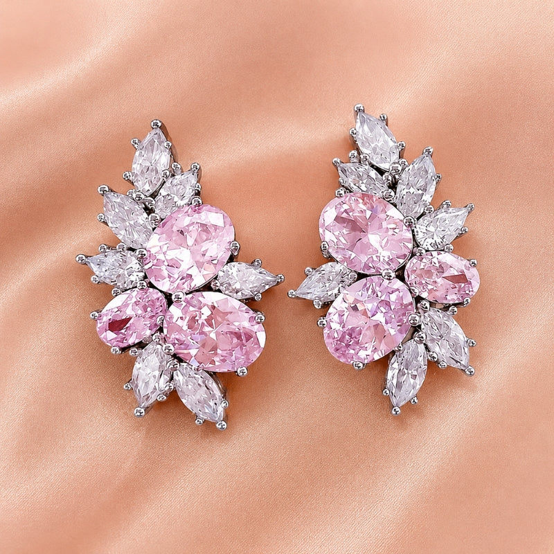 Lustrous Pink Floral Earrings