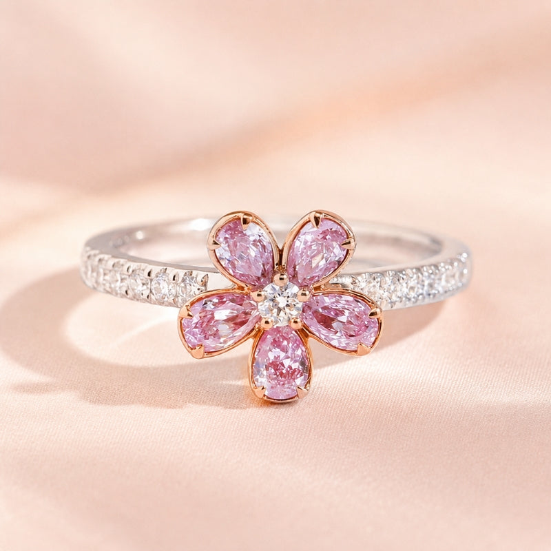 Lustrous Pink Blossom Ring