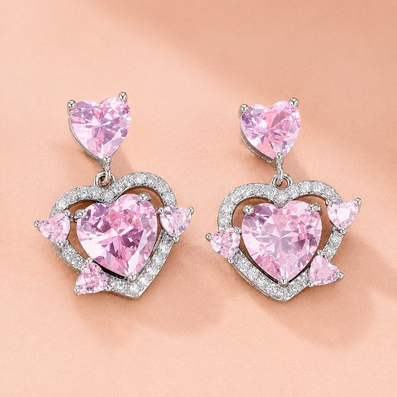 Graceful Pink Pendant Earrings