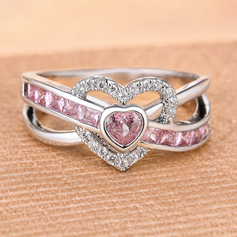 Shimmering Heart Zircon Ring