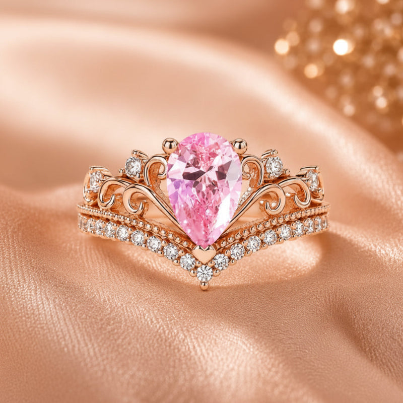 Lustrous Pear Stone Ring