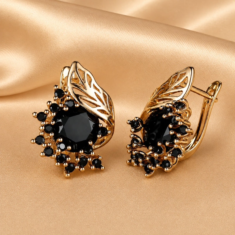 Exquisite Black Stone Drop Earrings