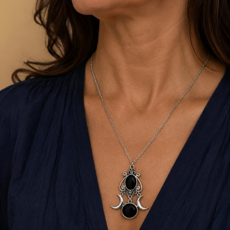 Iconic Black Zirconia Pendant Necklace
