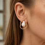 Lustrous Pearl Geometric Earrings