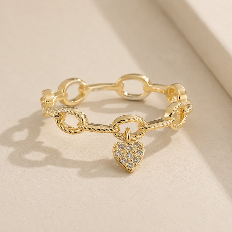 Timeless Heart Chain Ring