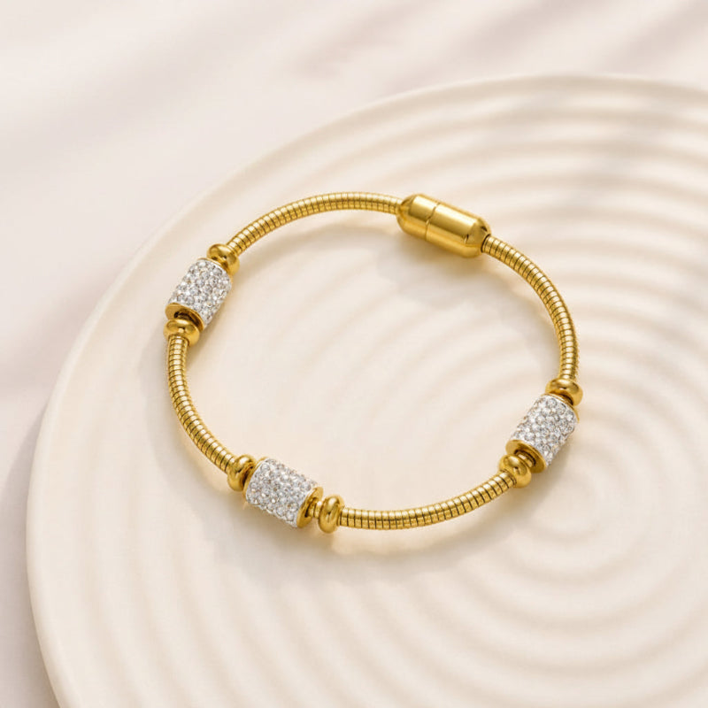 Opulent Rhinestone Gold Bracelet