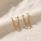 Double Zirconia Stud Earrings
