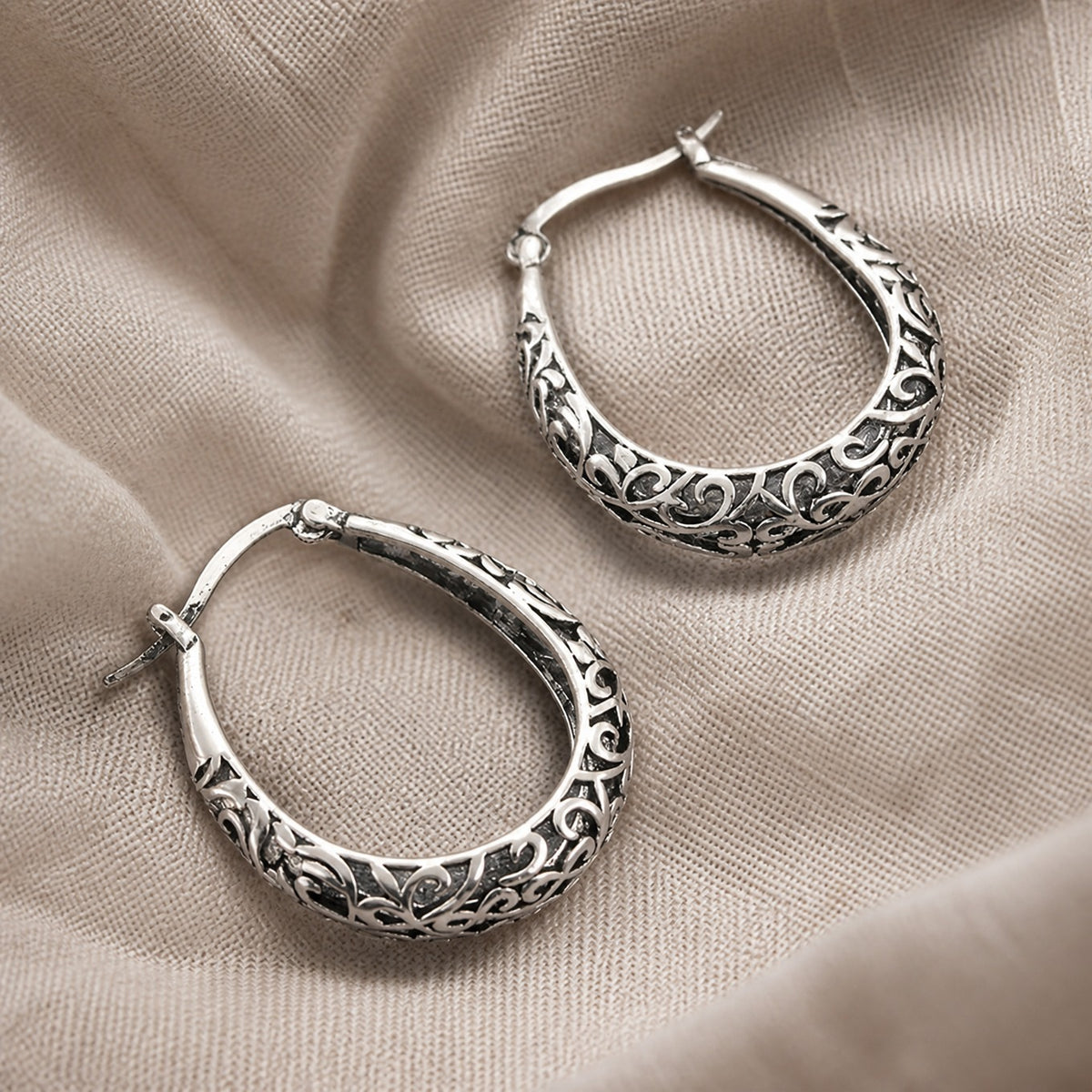 Vintage Hand Carved Textured Earrings