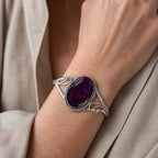 Vintage Oval Stone Cuff Bracelet