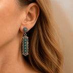 Vintage Turquoise Flower Earrings