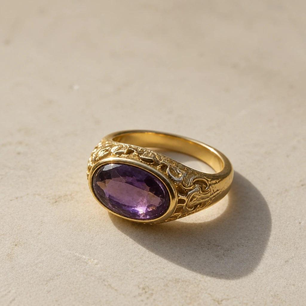 Vintage Crystal Amethyst Gold Ring