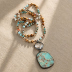 Vintage Earthy Stone Pendant Necklace