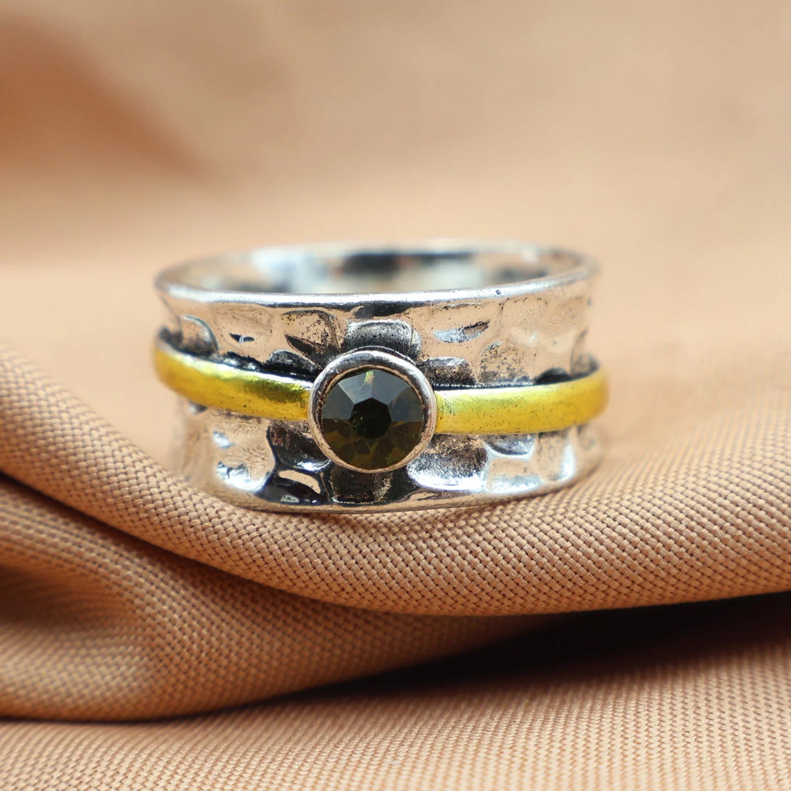Retro Open Golden Bead Ring