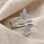 White Gold Butterfly Inlaid Zirconia Ring