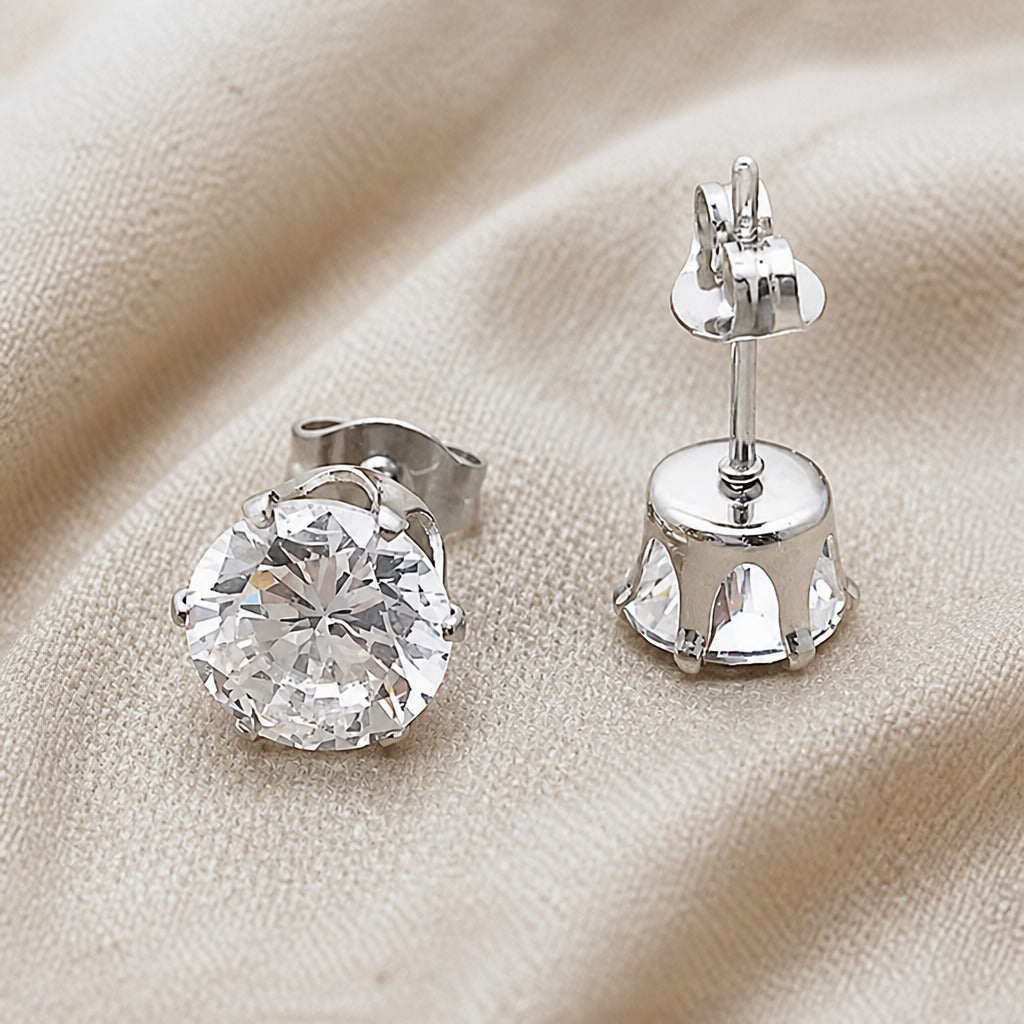 White Gold Cubic Zirconia Stud Earrings