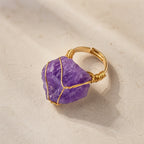 Wrapped Crystal Amethyst Gold Ring