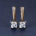Square Cut Zirconia Stone Drop Earrings