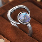 Moonstone Star Moon Adjustable Ring