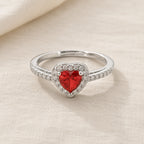 Crimson Heart Halo Crystal Ring