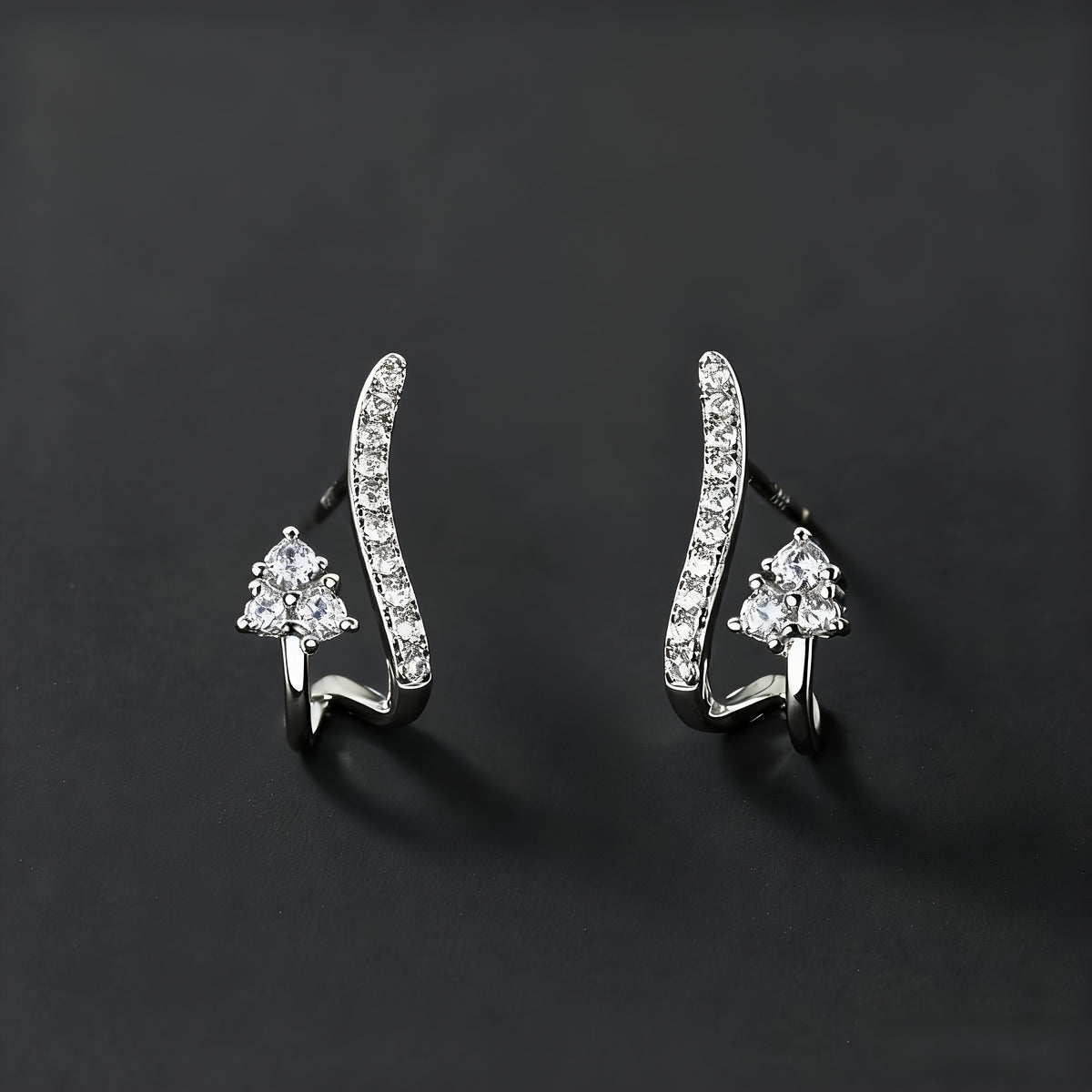 Elegant Curved Zirconia Earrings