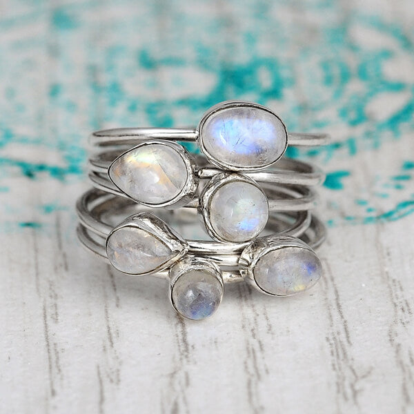 Stacking Moonstone Silver Ring