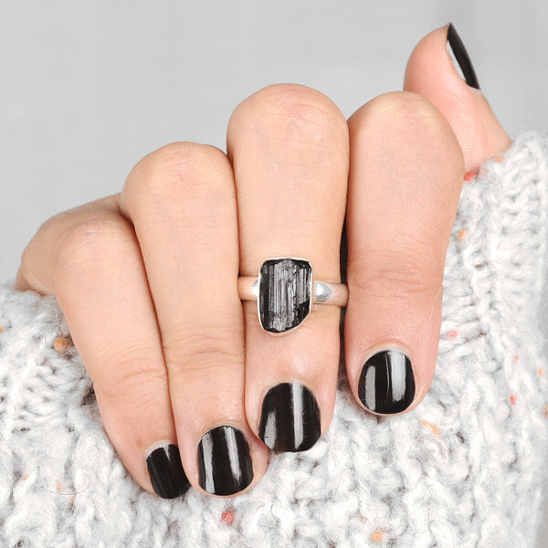 Boho Black Tourmaline Ring