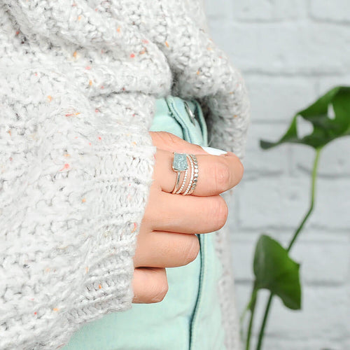 Aquamarine Stacking Ring Set