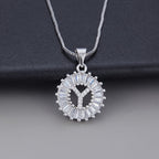 White Gold Initial Letter Zirconia Necklace