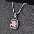 Cushion Cut Halo Pendant Necklace