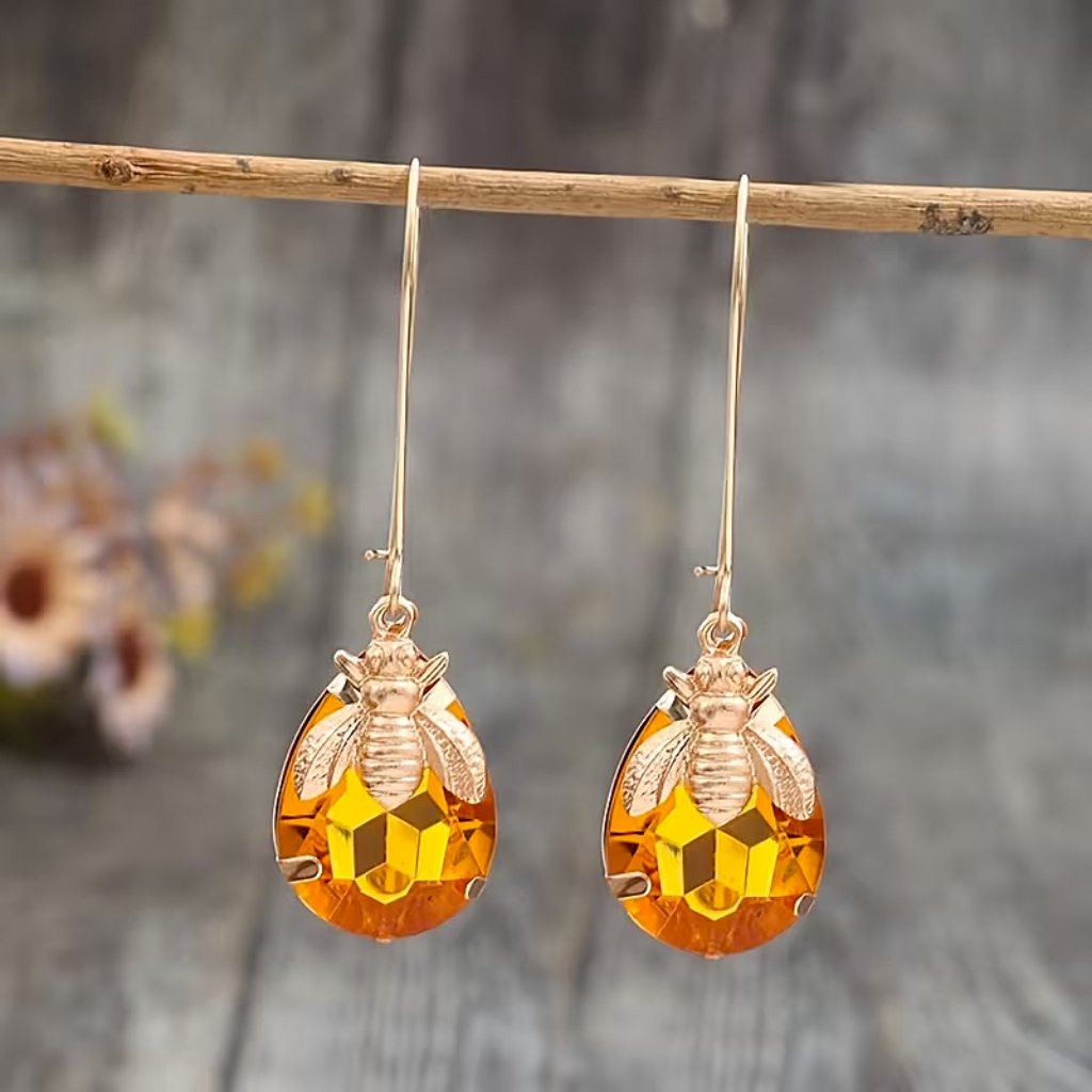 Whimsical Amber Bee Earrings